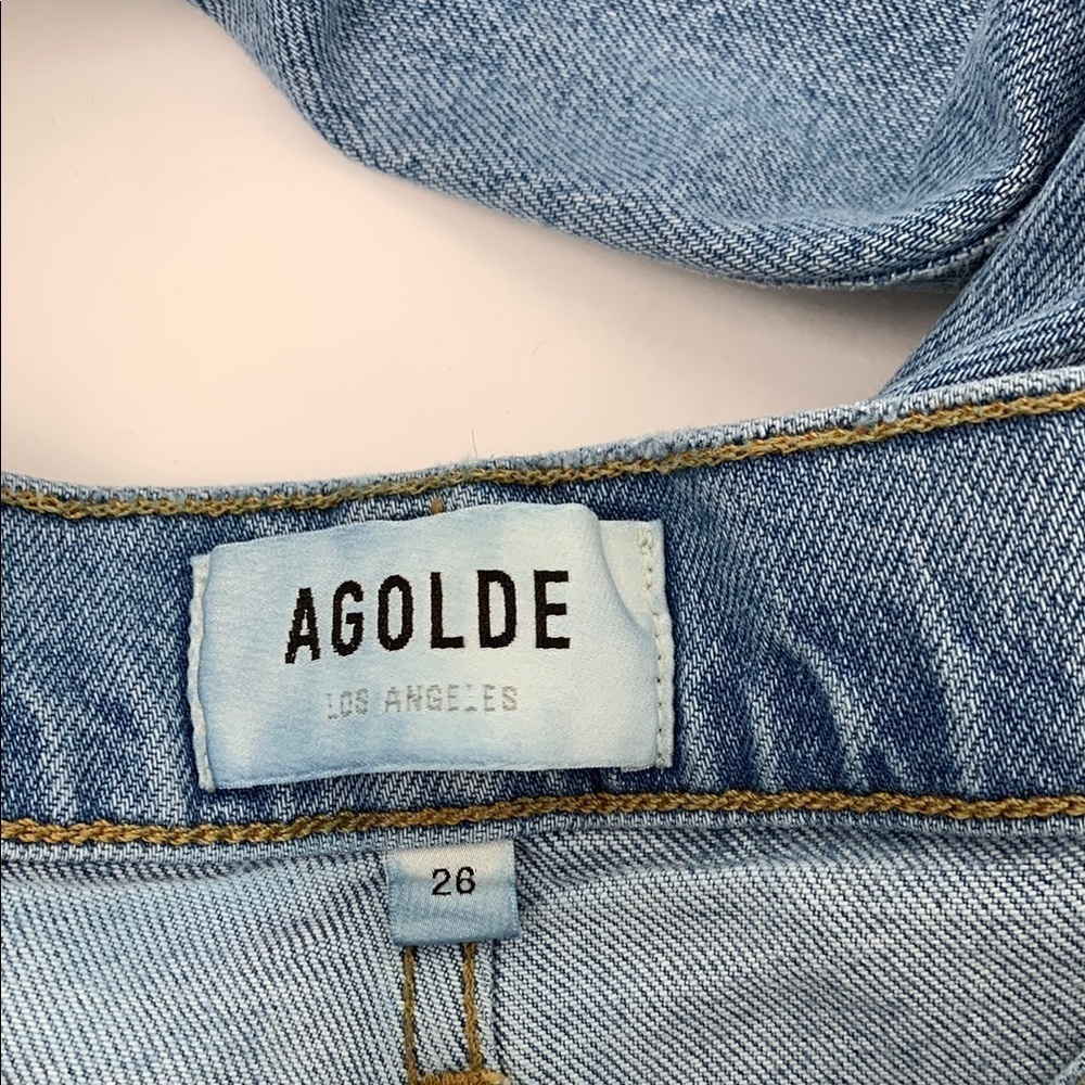 AGOLDE Riley Crop jeans denim button fly distressing light wash high rise 26 - Picture 8 of 8